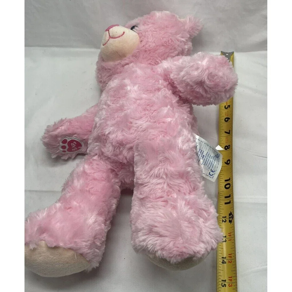 Build A Bear Pink Cuddles Teddy Heart Nose Swirly Fur Plush 16